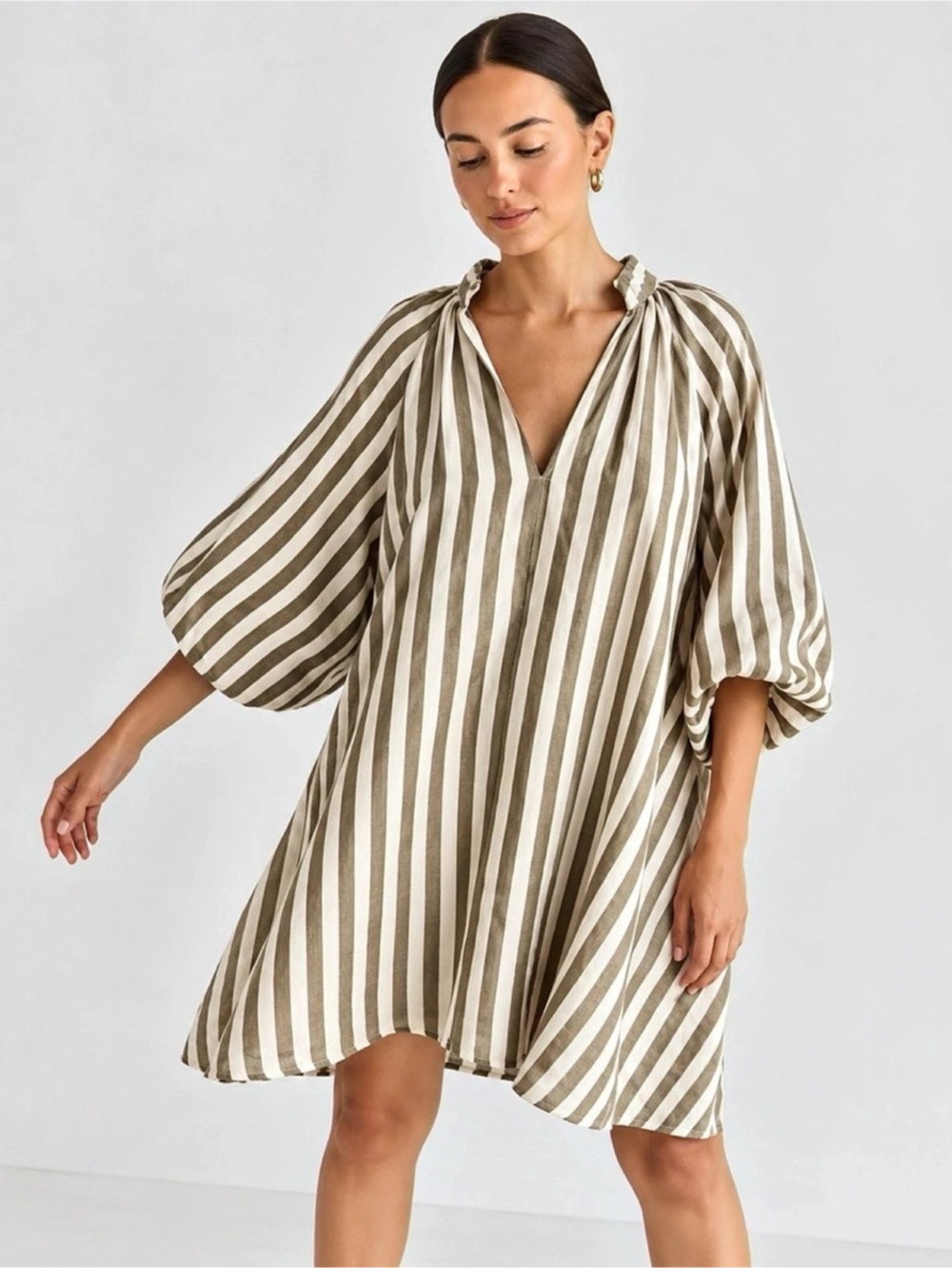 MAGASCHONI Striped Mini Dress Brown & White – Size S